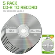 Cellet CD-R 700MB 80 Minute 52X Recordable Blank CD Disc - 5 Pack