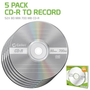 Cellet CD-R 5-Pack – 700MB 80-Minute Blank Discs, 52X Speed for Data, Music, and Photo Recording