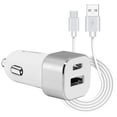 thumbnail image 1 of Cellet Car Charger for Cricket Outlast - 30W High Powered Dual Port (USB-C PD and USB-A) Auto Power Adapter with Type-C to USB Cable - Silver/White, 1 of 9