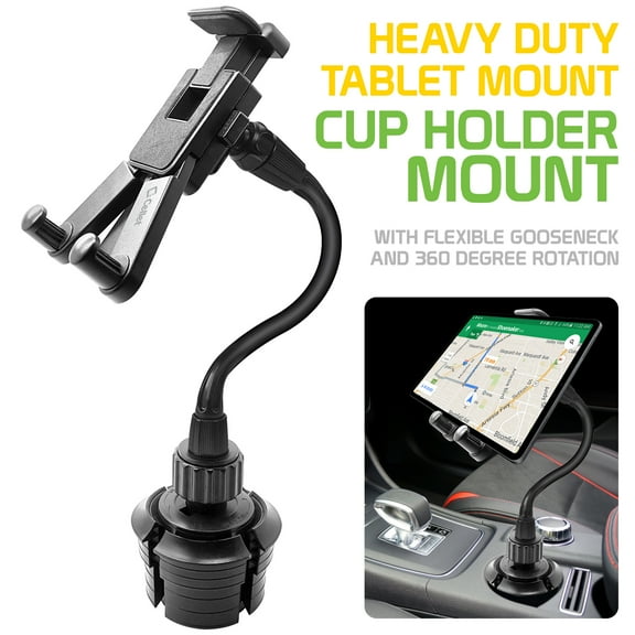 Cellet Car Cup Holder Mount for Phone Tablet, Strong Adjustable Gooseneck Holder Compatible with Apple iPhone iPad Pro Air Mini, Samsung Galaxy Tab