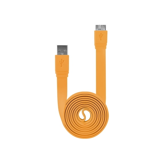 Cellet DAUSB30FOR SuperSpeed USB 3. 0 Type A to Micro-B Flat Cable - Orange