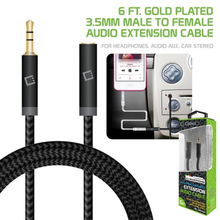 Cellet Durable Audio Extension Cable, Static Free Gold Plated 3.5mm Male to Female Audio Extension Cable (6ft.) for Smartphones, Tablets, Stereos, Laptops, Speakers and More