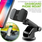 Cellet Extendable Telescopic Dashboard Phone Mount   360  Rotating Cradle, Reusable Sticky Suction Pad, Adjustable Viewing Angles, Secure 2-Step Locking for Car Dash & Windshield