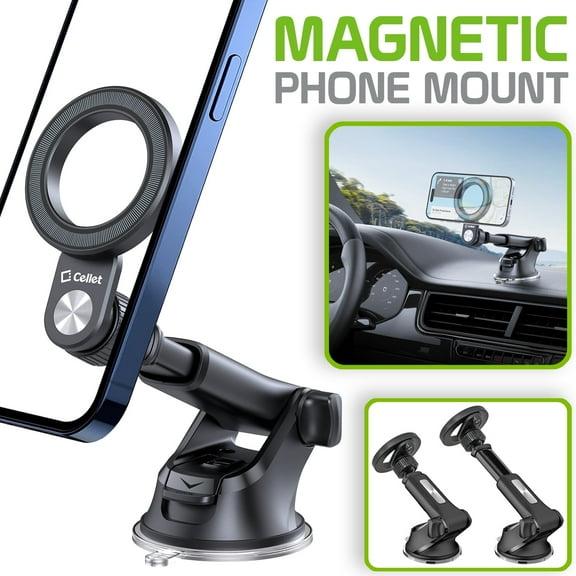 Cellet Magnetic Car Phone Holder with Suction Cup & Telescopic Arm with Strong N52 Magnets
