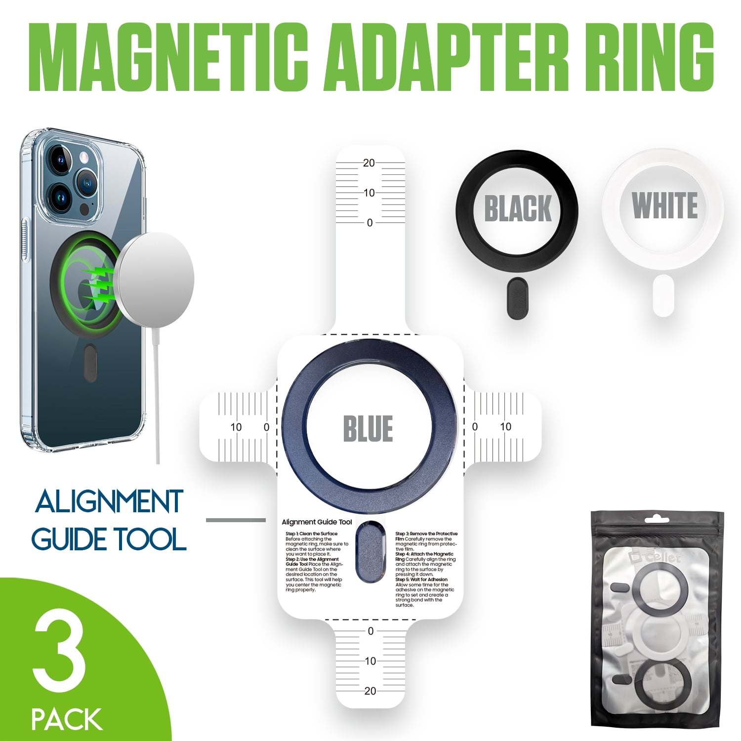 Cellet Universal Magnetic Adapter Ring for MagSafe Compatibility, 3 ...