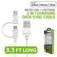 thumbnail image 1 of Cellet Micro USB- Apple MFI Certified Lightning Cable Combo, Compatible for Apple iPhone Xs/Max/Xr/X/SE/8/7/6/5 iPad/Pro/Air/Mini 4,3,2,1, iPod Touch, Nano 7th and all lighting Device - 1 Meter White, 1 of 10
