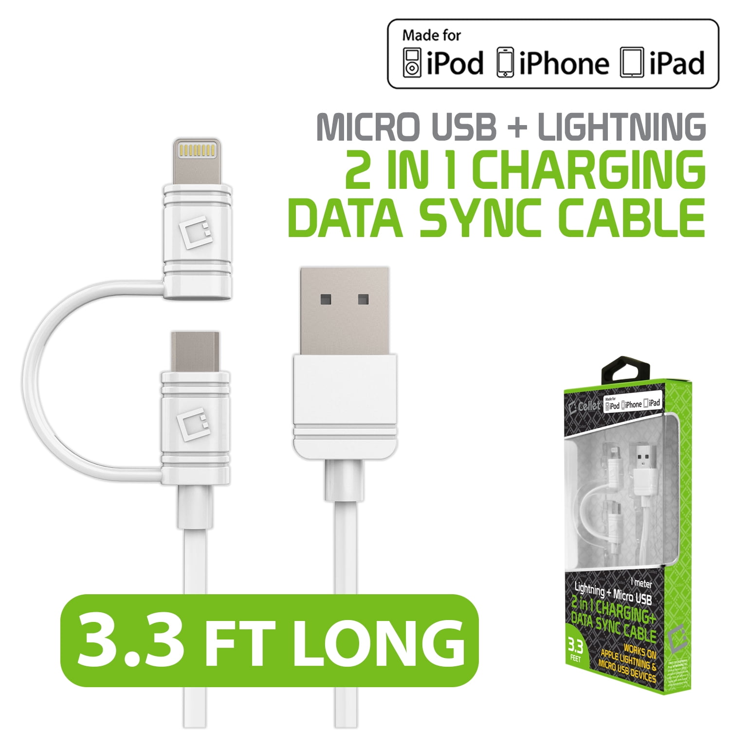 CableCreation 0.5 Feet Short iPhone Charger Cable, [MFi Certified]  Lightning to USB Data Sync Cord, Compatible with iPhone 14/14 Pro, AirPods  Pro, iPhone 13/13 Pro/12, iPad Pro, Air, 0.15M Black&White 