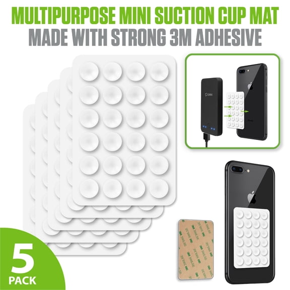 Cellet 5-Pack Mini Suction Cup Mat with 3M Adhesive – Black
