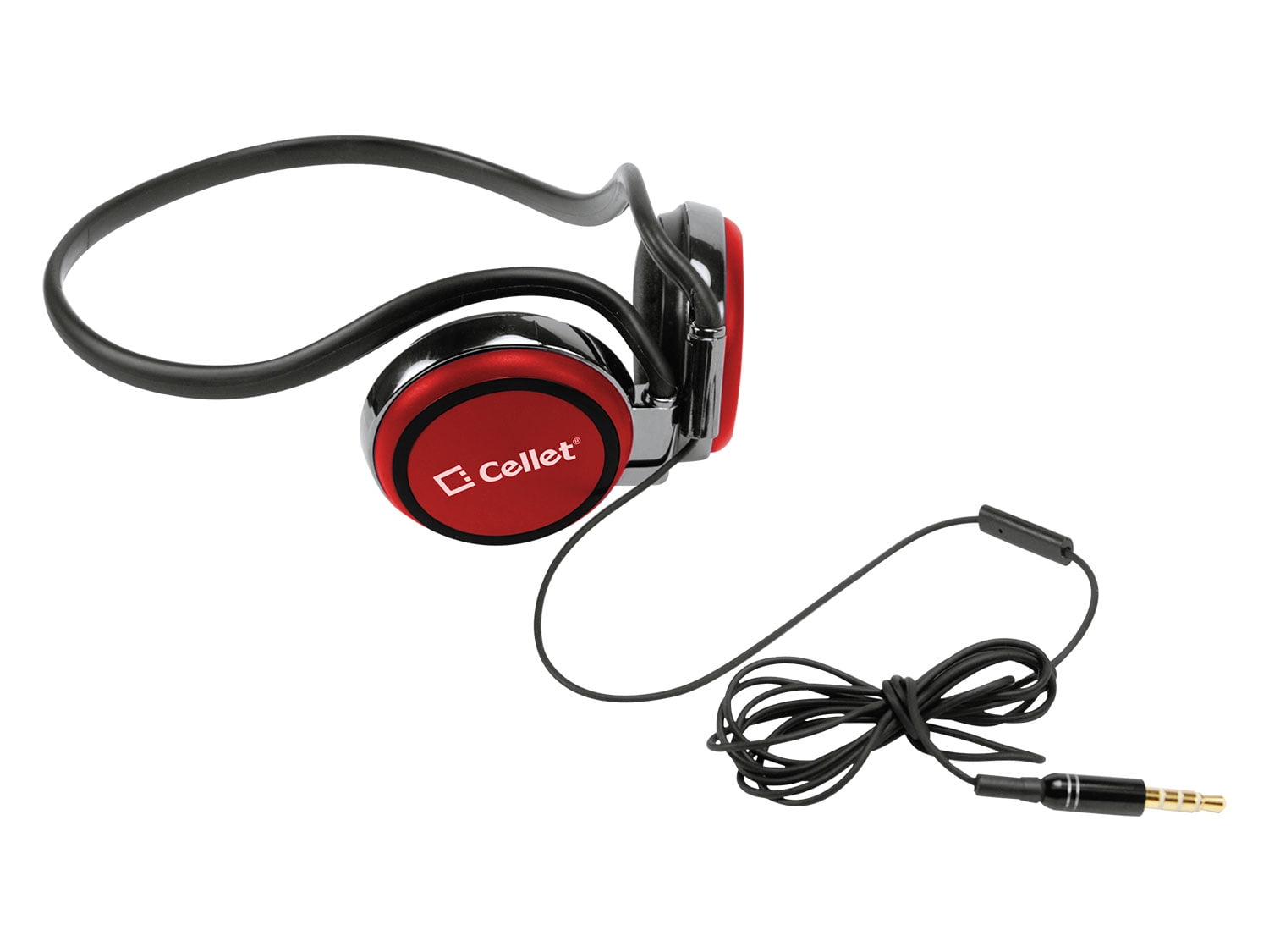 Cellet Red 3.5mm Stereo Neckband Earhook Hands Free Headset with