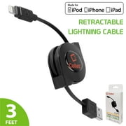 Cellet Retractable (MFi Certified) Lightning Cable, Compatible with Apple iPhone 14 13 12 11 X SE 8 7 6 5 Series, AirPods, iPad Pro Air Mini 4,3,2,1, iPod Touch