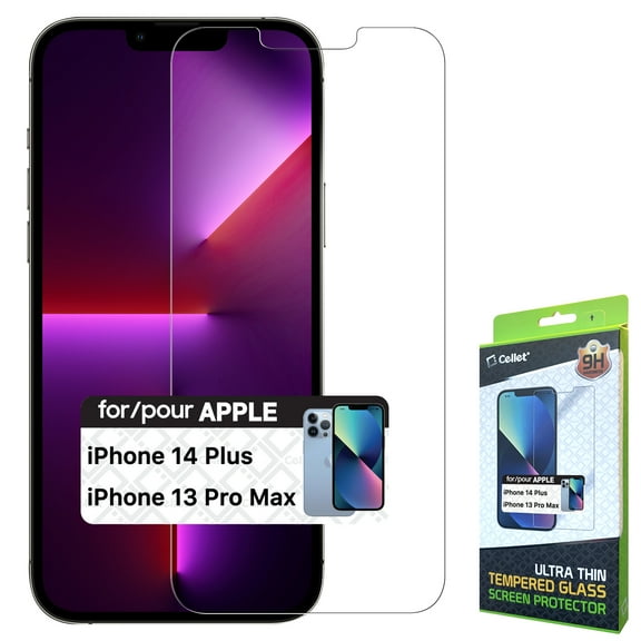 Cellet Tempered Glass for 14 Plus & 13 Pro Max, 9H Hardness Screen Protector