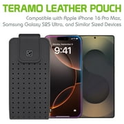 Cellet Teramo Leather Phone Holster with Belt Clip   Compatible with iPhone 16 Pro Max, Samsung Galaxy S25 Ultra & Similar Sized Phones   360  Rotating Swivel Clip, Premium Leather Pouch with Magneti