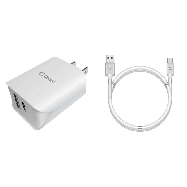 Cellet UL Certified 18W 2Port USBC Power Adapter with TangleFree