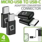 Cellet USB-C Adapter, Converter Micro-USB to USB-C Connector (4 Pack) Compatible with Apple iPhone 15, 15 Plus, 15 Pro, 15 Pro Max & Samsung Devices