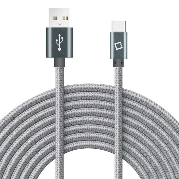 Cellet USB Cable Compatible with Motorola Moto G Power 5G 2024 - Long Rugged Nylon Braided Fast Charging and Data Sync USB-C to USB-A (Type-C to Type-A) Cable - (6 Feet) - Black