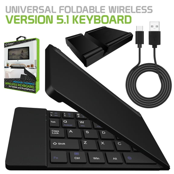 Cellet Universal Foldable Wireless Keyboard For Tablets, Smartphones, & Computer; Version 5.1