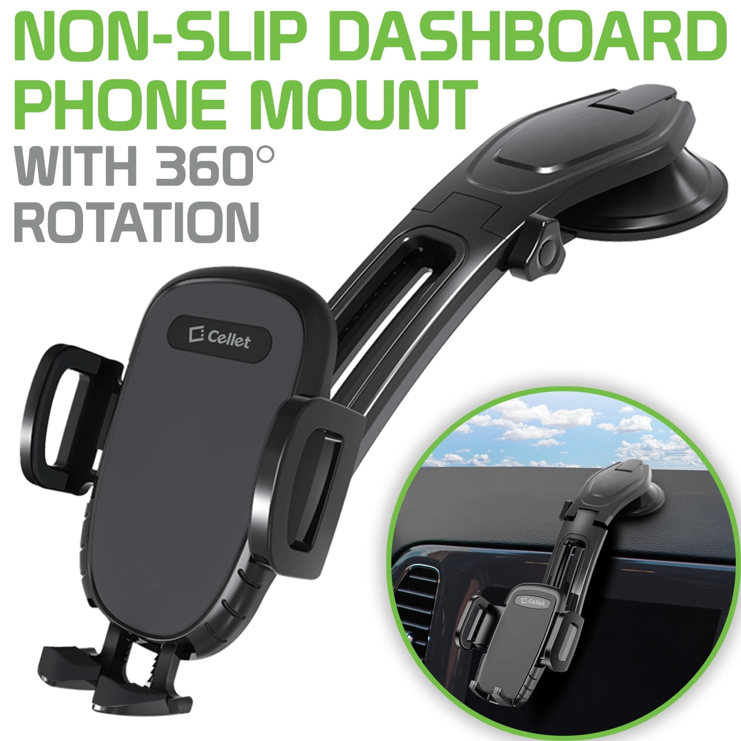 Celllet Cellet Universal Suction Cup Dashboard Phone Holder with 360 Degree ...