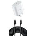 thumbnail image 1 of Cellet Wall Charger for Iris Flip (Consumer Cellular) - UL Certified Safe & Fast Charging PD (Power Delivery) USB Type-C (USB-C Port) Home Travel Power Adapter with USB-C to USB-C Cable - White, 1 of 9