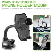 Cellet Windshield/Dashboard Phone Holder Mount   Flexible Gooseneck & Reusable Sticky Suction Pad   Universal Car Phone Holder for GPS Navigation & Hands-Free Use