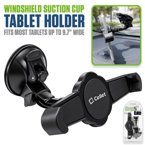 Cellet Heavy Duty Car Windshield Tablet Mount Holder with Extra Large Suction Cup, Fits Tablets up to 9.7 Inches