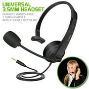 Cellet Wired Hands Free Headphones with 3.5mm Jack, Compatible with Computer Cellphone Headphone PC Skype Webinar Smart Phone Call Center Use Hands Free for delivery Man Truck Driver