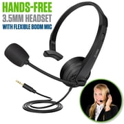 Cellet Universal Mono 3.5mm Hands-Free Headset with Flexible Boom Mic   Adjustable Headband Wired Headset for Work & Driving