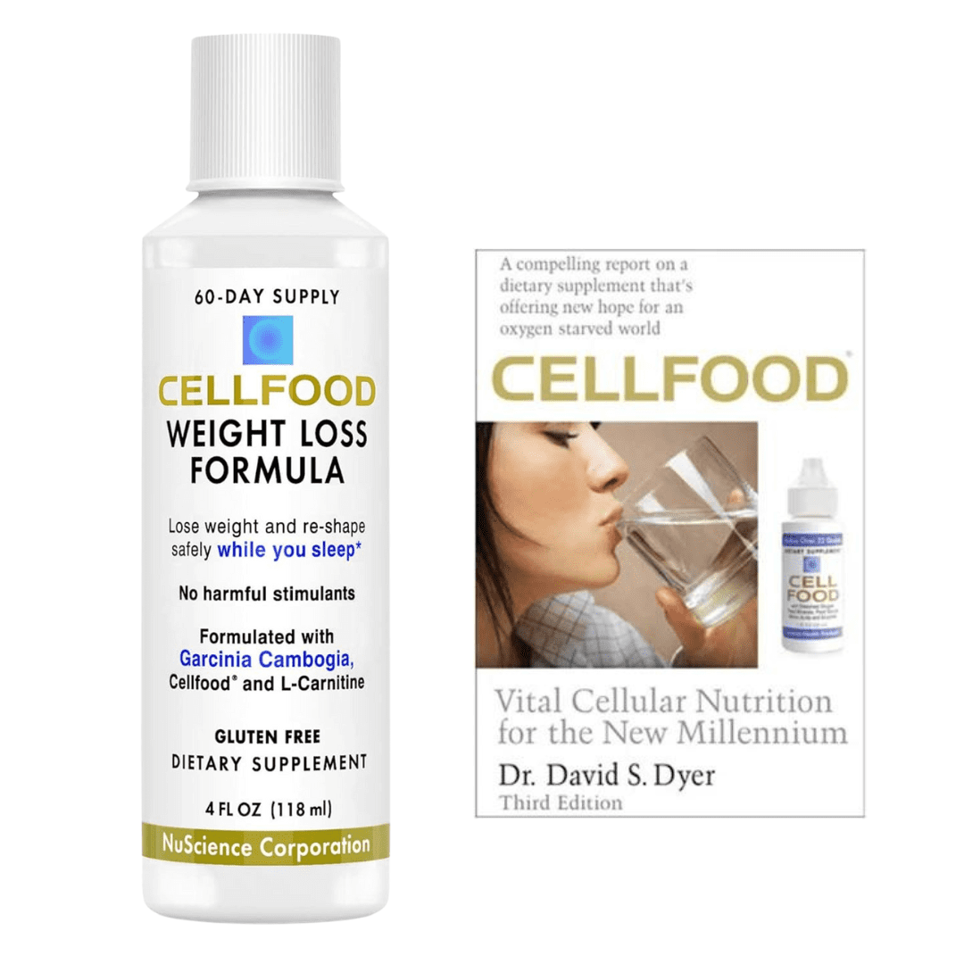 Cellfood Weight Loss Formula, 4 fl oz - with L-Carnitine & Garcinia Cambogia - Liquid Formula - Gluten Free, Non-GMO - 60-Day Supply Bundled with Cellfood Book Vital Cellular Nutrition By Dr. David D