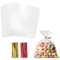 thumbnail image 1 of Cello Cellophane Treat Bags,200 PCS Clear Pastic Gift Bags with Twist Ties,Party Favor Bags (6"x6"), 1 of 6