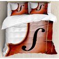 thumbnail image 1 of Cello Duvet Cover Set, Macro Photography of Classical Music Instrument Orchestra Equipment, Decorative 3 Piece Bedding Set with 2 Pillow Shams, Queen Size, Redwood Dark Grey, by Ambesonne, 1 of 2