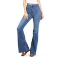 thumbnail image 1 of Cello Jeans Women's High Rise Stretchy Flares (3, Whisker Denim), 1 of 3