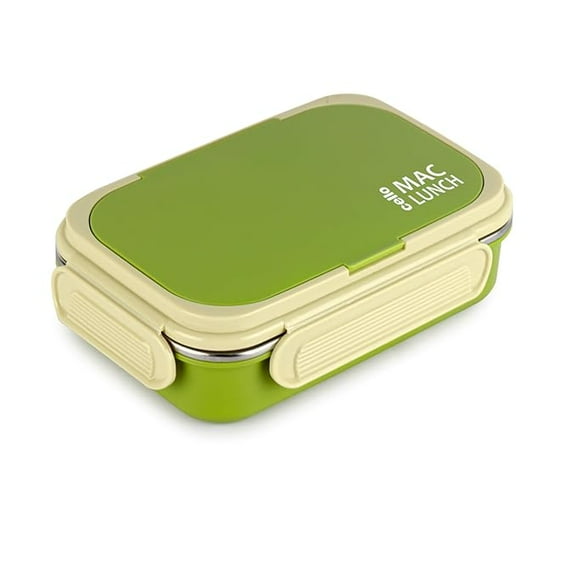 Cello Maclunch Insulated Lunch Box with Spoon & Fork, Green | Unbreakable, BPA Free, Food Grade |Airtight 4 Side Locks |Inner Steel Leakproof Tiffin Lunch Box