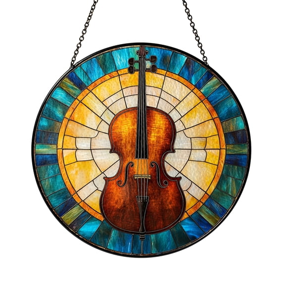 Cello Music Window Art – Stained Glass Style