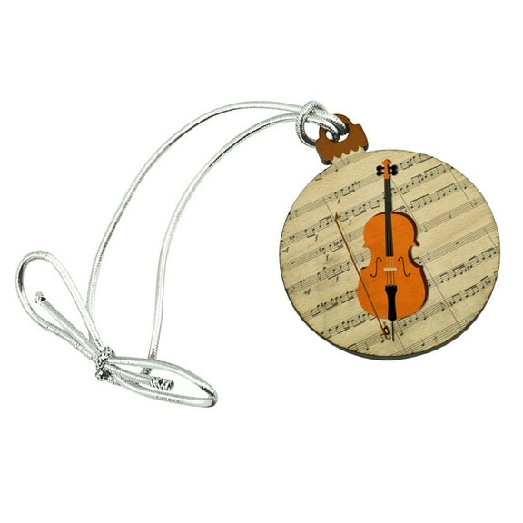 Cello Sheet Music Notes Treble Clef Mini Small Tiny Wood Christmas Tree Holiday Ornament