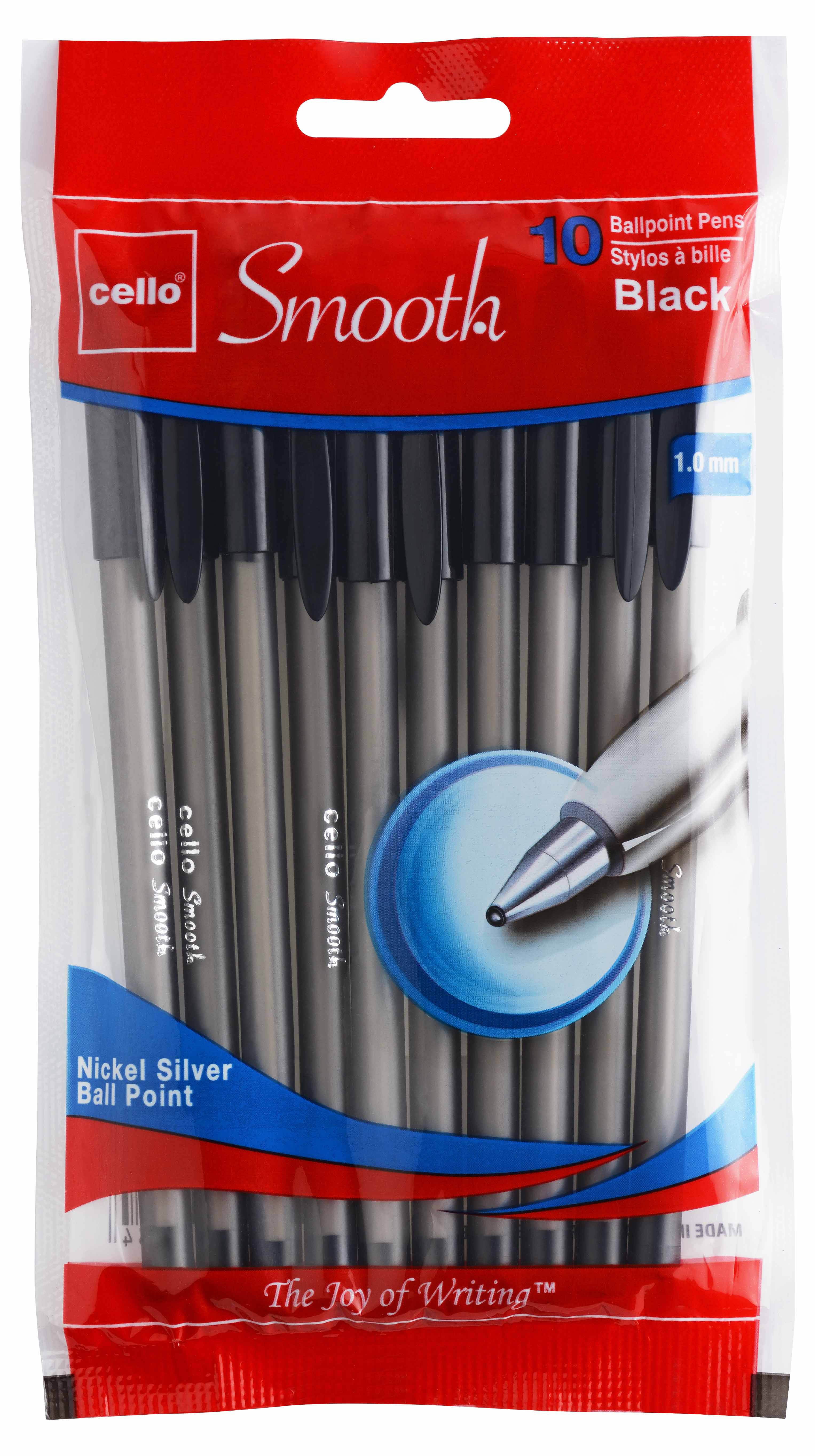 Cello Smooth Stick Pen, Black (6 Packs)