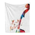 thumbnail image 1 of Cello Soft Flannel Fleece Throw Blanket, Creative Abstract Cheerful Design of Pegbox with Butterflies and Musical Notes, Cozy Plush for Indoor and Outdoor Use, 60" x 80", Multicolor, by Ambesonne, 1 of 5