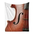 thumbnail image 1 of Cello Soft Flannel Fleece Throw Blanket, Macro Photography of Classical Music Instrument Orchestra Equipment, Cozy Plush for Indoor and Outdoor Use, 50" x 70", Redwood Dark Grey, by Ambesonne, 1 of 5