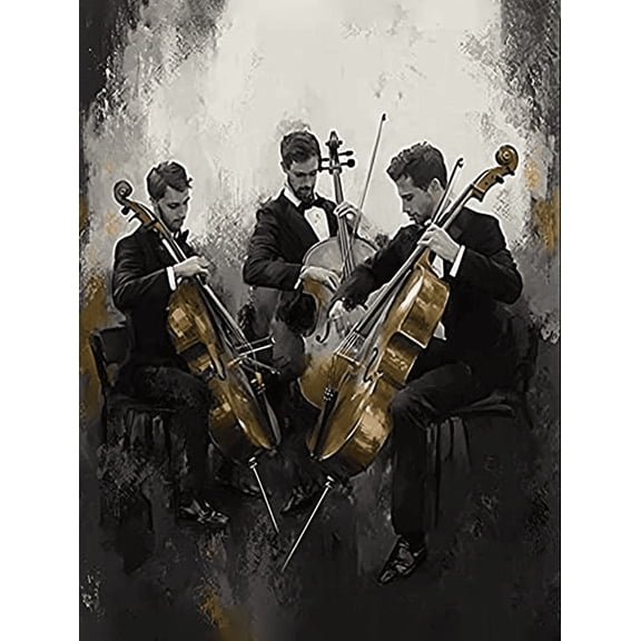 Cello Trio Orchestra Decorative Painting/Canvas Art Suitable for Decorating Living Room Bedroom Study Officeand Classical Themed Space.