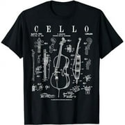 Cello Vintage Patent Cellist Drawing Print T-Shirt