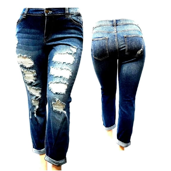 Cello WOMENS PLUS SIZE  Denim Jeans Ripped Distressed strech pants