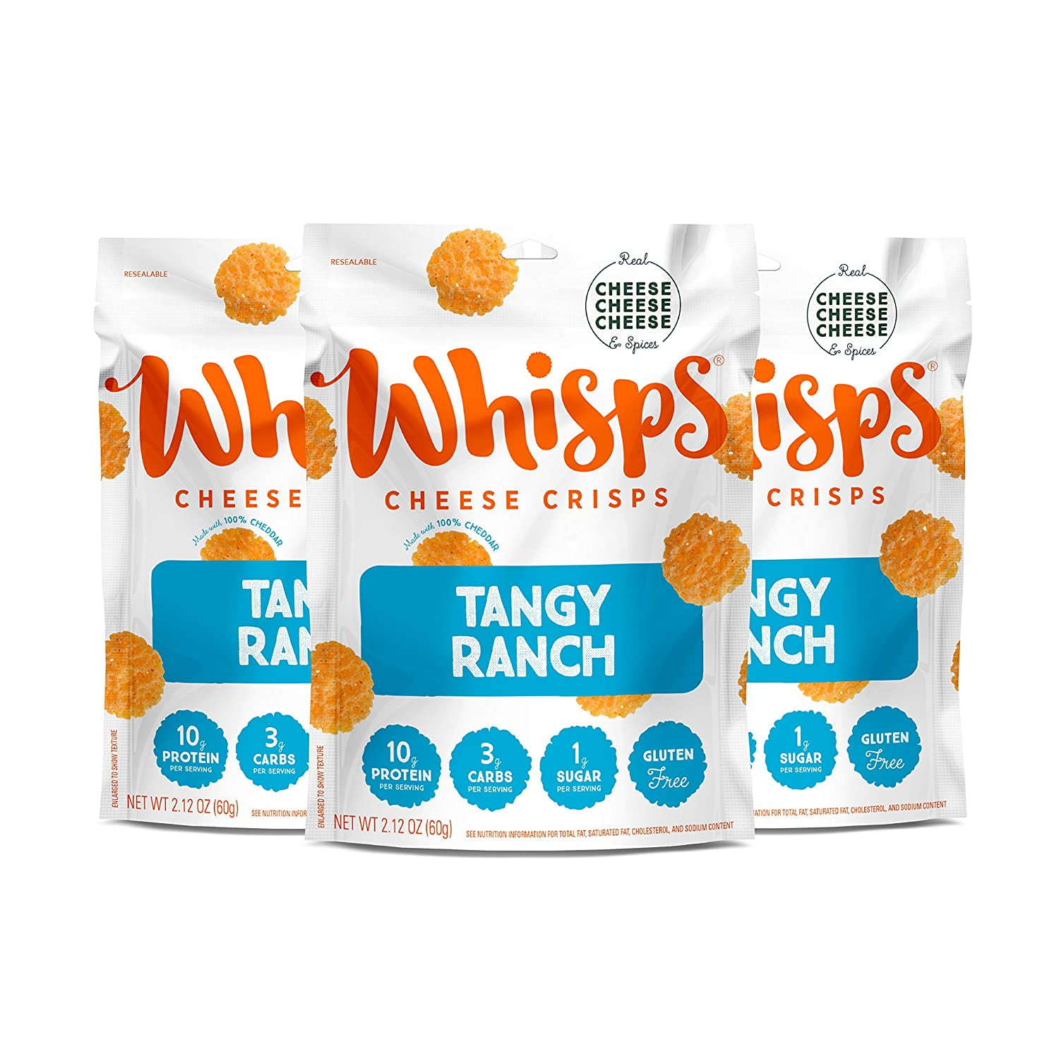 Cello Whisps Cheese Crisps Tangy Ranch Size 3 Bags