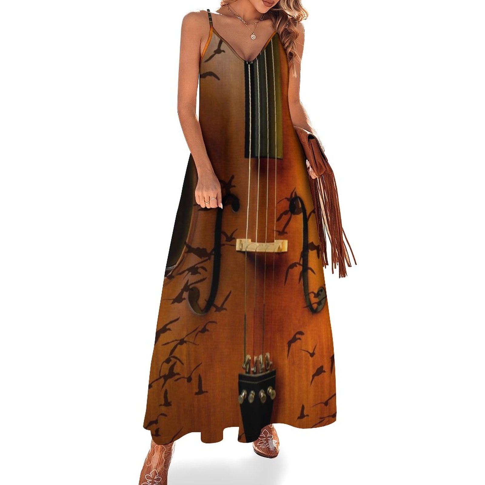 Cello bird Sleeveless Dress Clothing female Woman clothes prom dresses