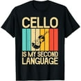 thumbnail image 1 of Cello is my second Language Cello T-Shirt men and women can wear,black,white,creative gift, 1 of 4