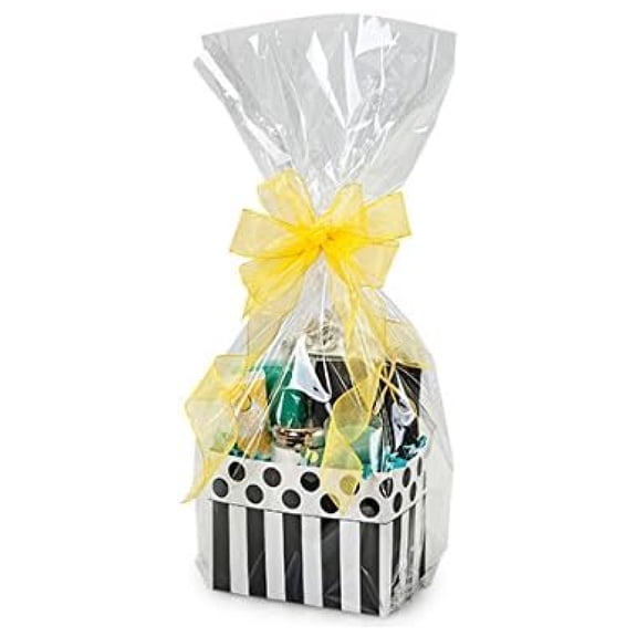 Cellophane Bags For Baskets Cellophane Gift Bags For Wine Bottles, Small Baskets, Mugs And Gifts 12" x 24" Clear Small size Cellophane Bags Gift Basket Package Flat Gift Bags Bulk Pack 100 Pack