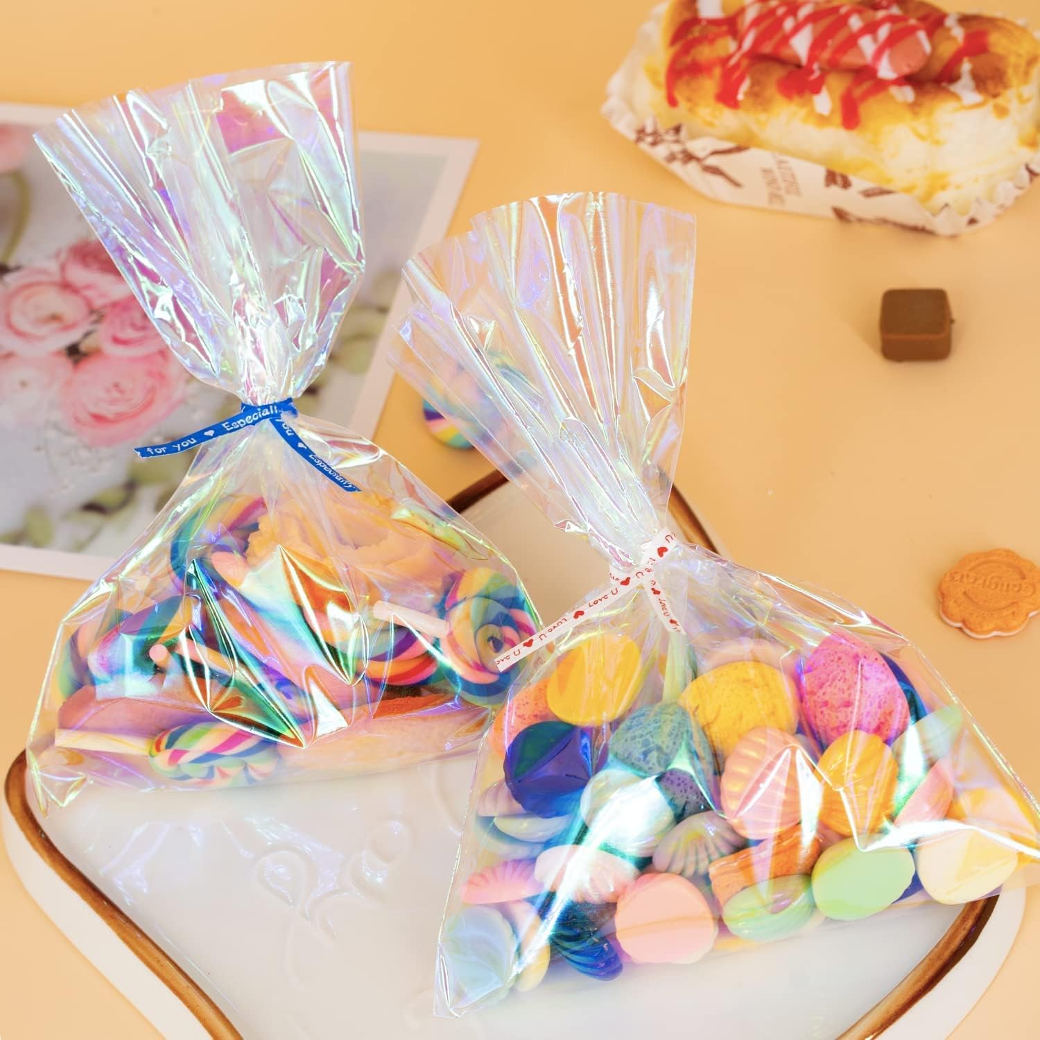 Cellophane Bags,Cellophane Treat Bags, Iridescent Holographic Candy