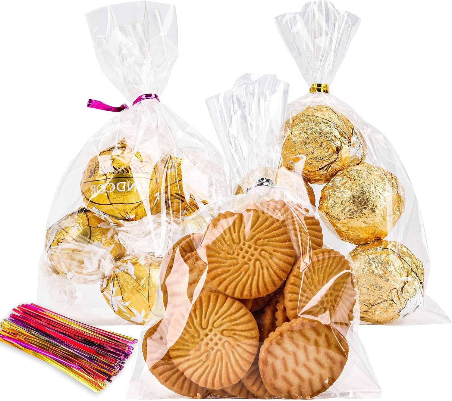 Cellophane Bags Plastic Treat Bag Clear Cookie Candy Bags with Twist ...