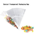 thumbnail image 1 of Cellophane Cone Bags 50/100/200 Pack, Clear Plastic Treat Bags with Twist Ties for Candy Snacks Gift Packaging, Food Safe Cone Bags for Party Wedding Favor Packaging, 1 of 4