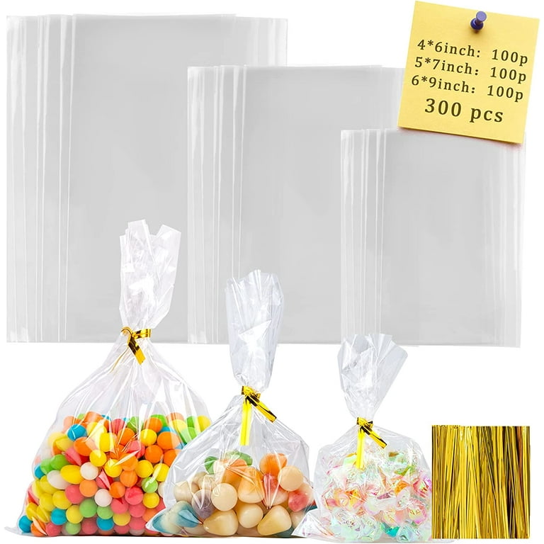  Prestee 200pk Self-Sealing Clear Plastic Cellophane Bags, 6x10  Goody Bags, Candy Bags for Candy Buffet, Cookie Bags for Gift Giving, Clear  Treat Bags Self-Sealing, Christmas Holiday Supplies, 200 Pack : Health