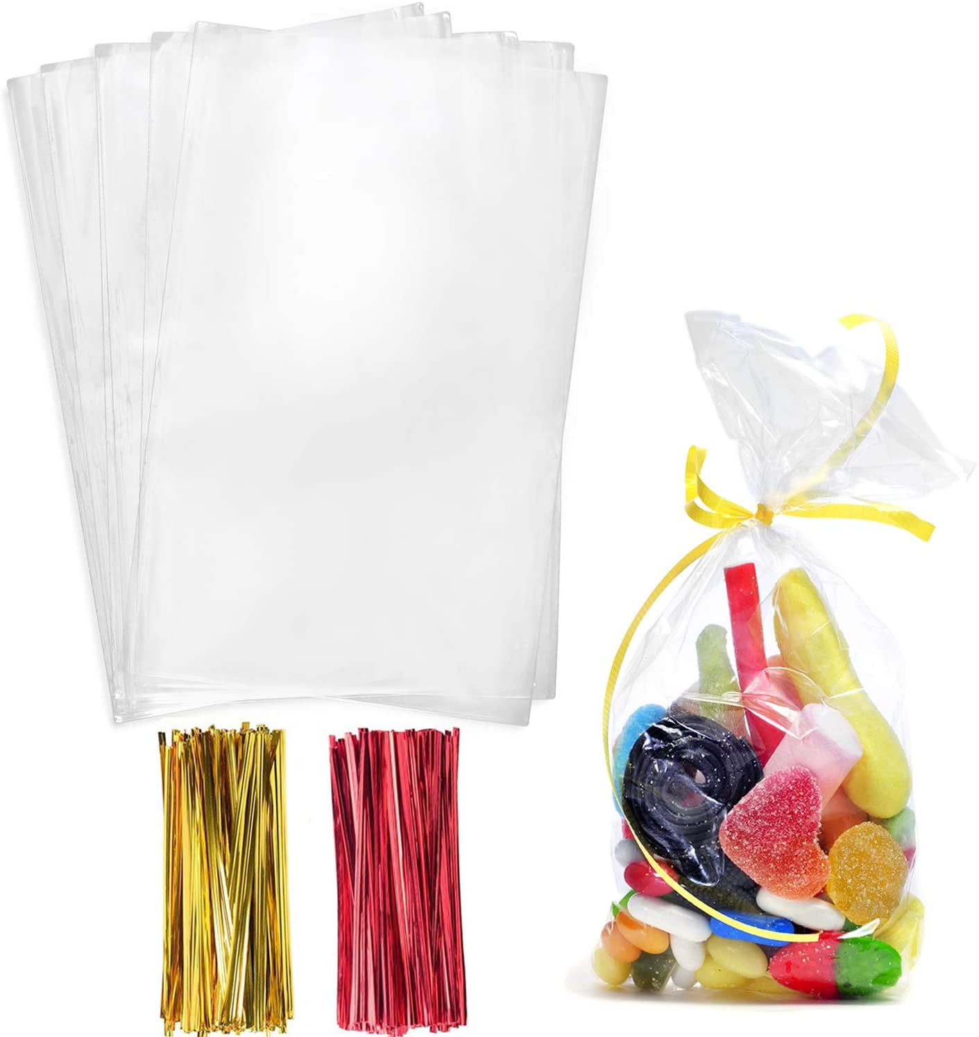 Cellophane Treat Bags,5x11 Inches 200 Pcs Clear Cellophane Bags with
