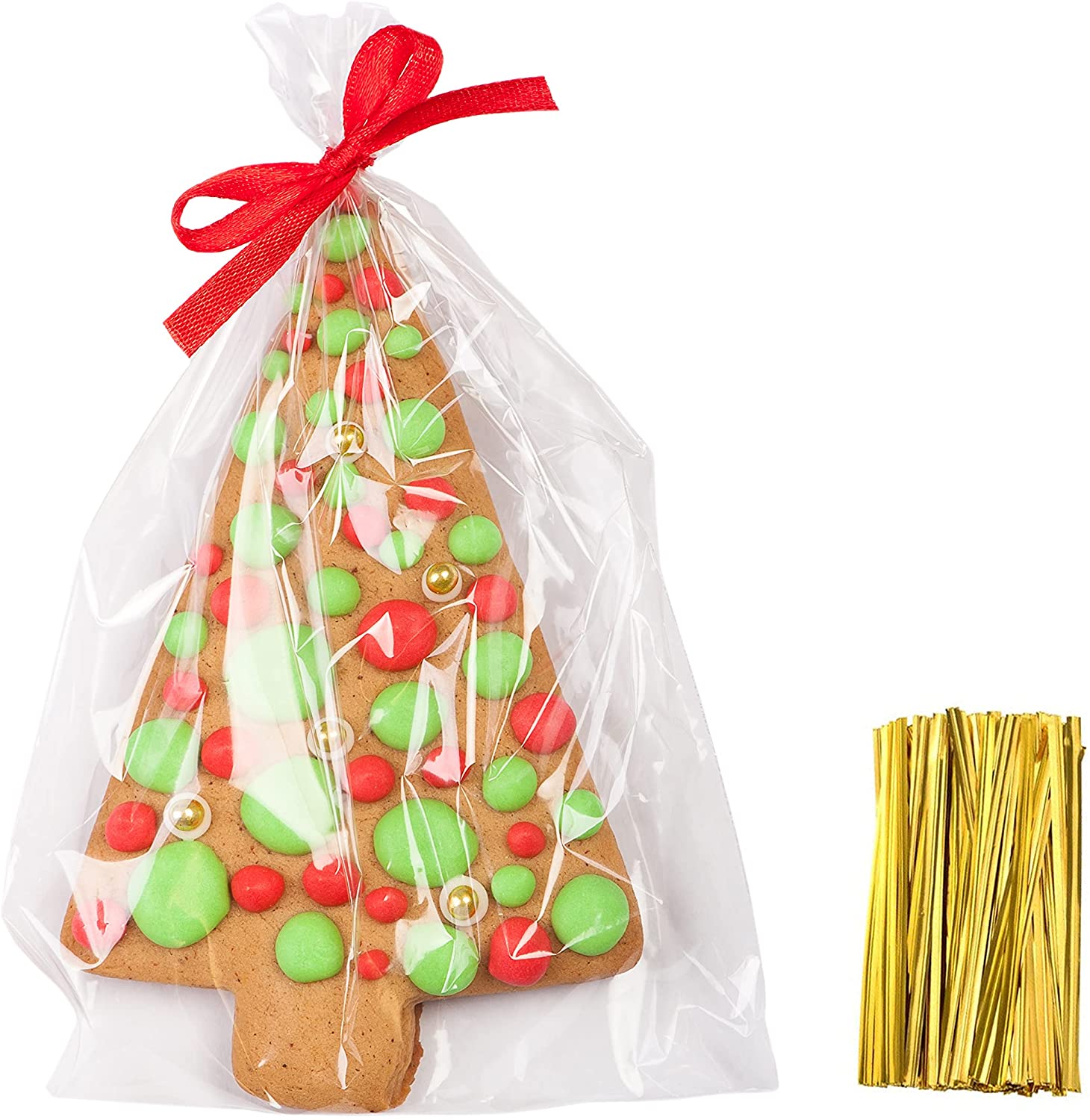 Cellophane Treat Bags, 6x9 Inches Clear Cellophane Bags With Twist Ties