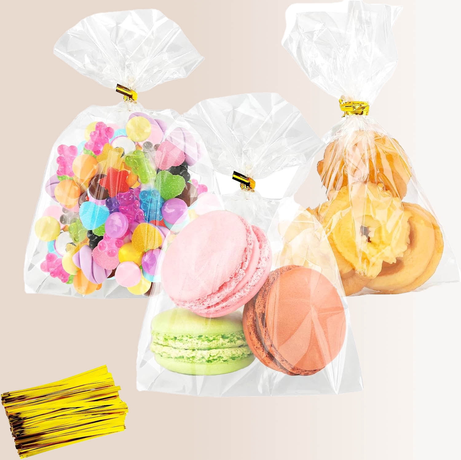 Cellophane Treat Bags, Clear Cellophane Gift Bags with Twist Ties ...